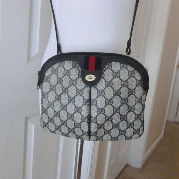 Gucci Handbags - Gucci Navy GG Web Coated Canvas Crossbody Bag